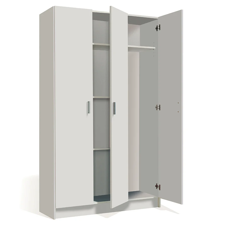 Armadio portascope 3 ante 4 ripiani materiale melaminico da interno - Bianco