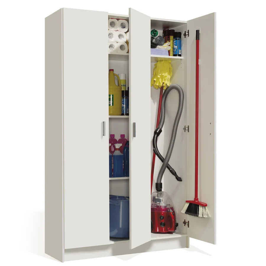 Armadio portascope 3 ante 4 ripiani materiale melaminico da interno - Bianco