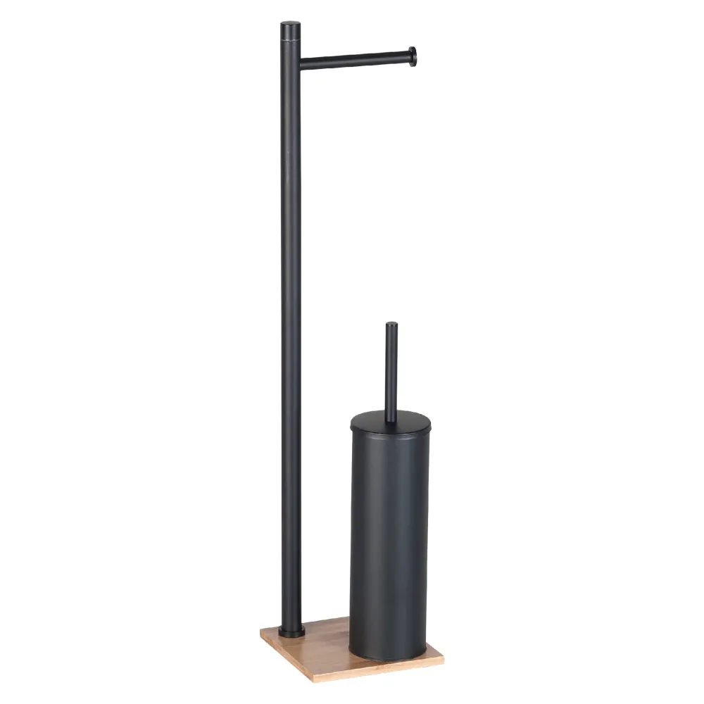 Piantana portarotolo e portascopino modello Trilly bambu'/nero Medidas 75x25 mm