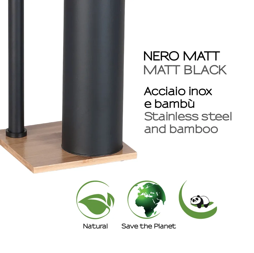 Piantana portarotolo e portascopino modello Trilly bambu'/nero Medidas 75x25 mm