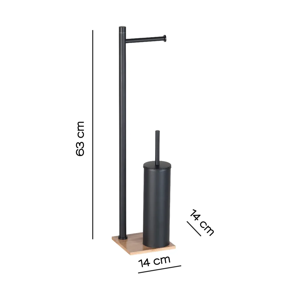 Piantana portarotolo e portascopino modello Trilly bambu'/nero Medidas 75x25 mm