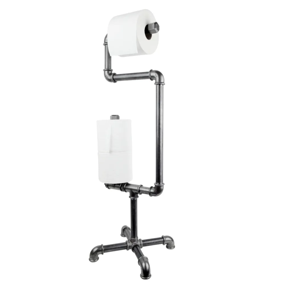 Asiento de Inodoro Dérouleur papier WC en métal sur pied avec réserve