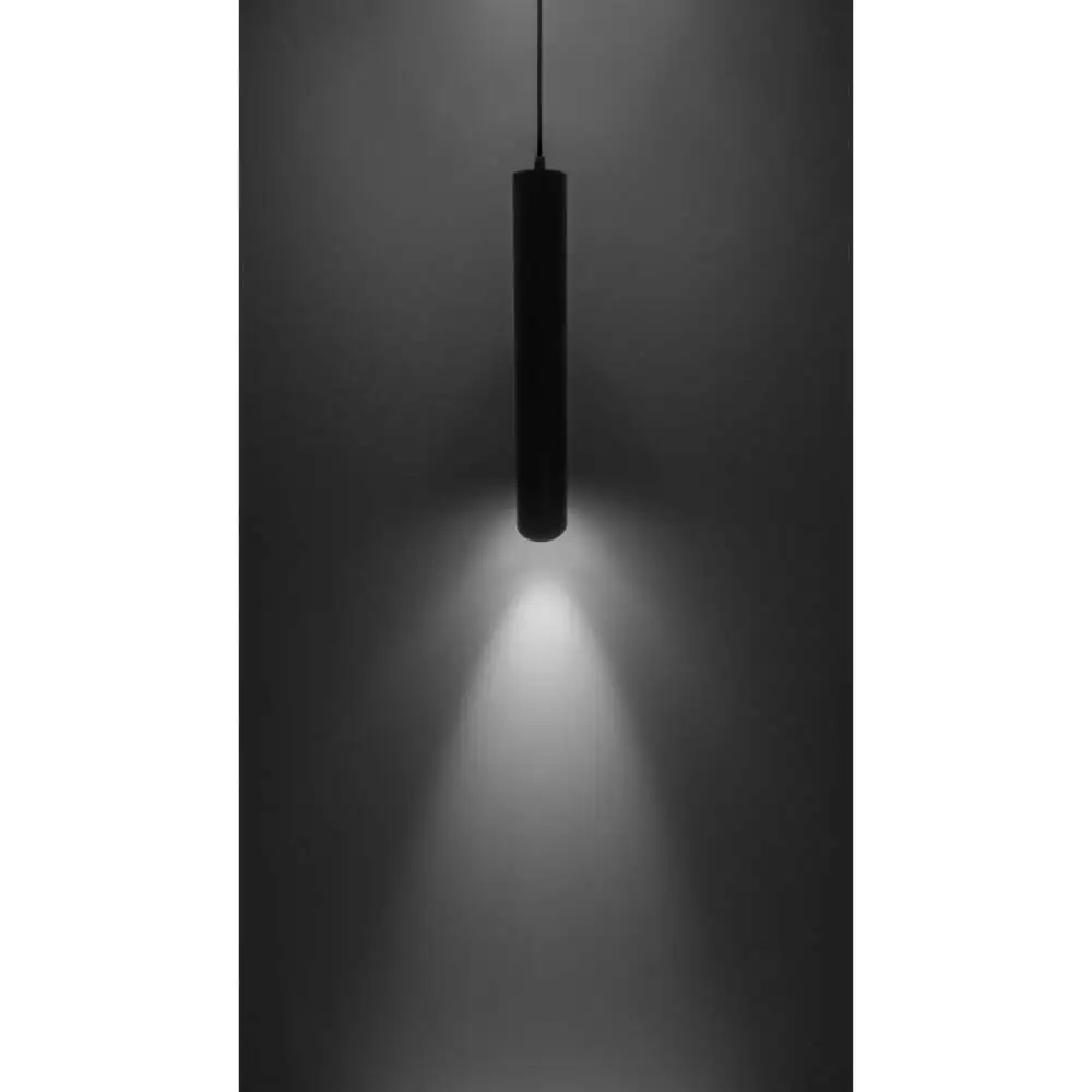 Luminario tubular suspender negro/dorado p/gu10 max 50w 120 6cm diam 30cm esbelto 1m cable ip20 ilumileds