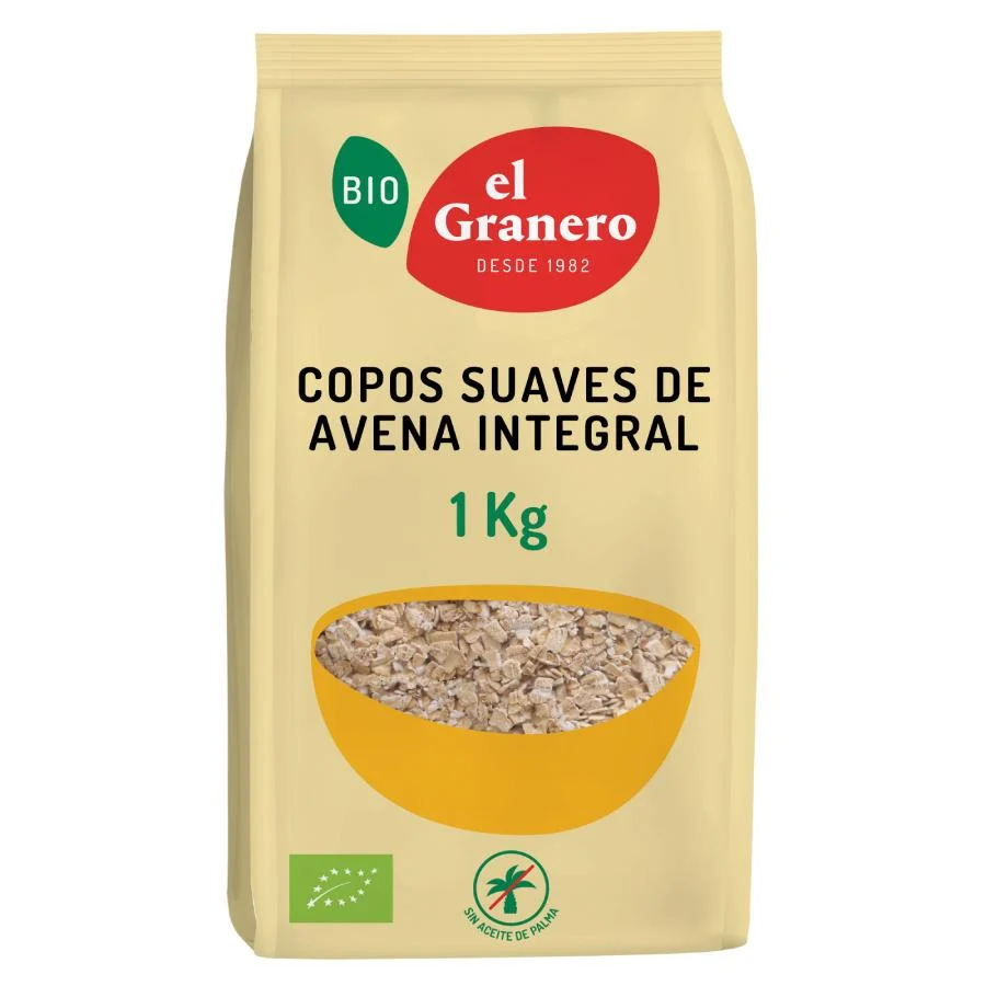 Certificado para Uso Industrial Copos Suaves de Avena Integral BIO El Granero 1 kg