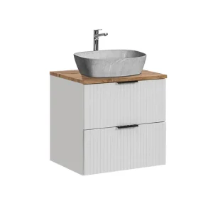 Mueble lavabo individual efecto piedra de 60 cm Adriel blanco para Gimnasios y Spas