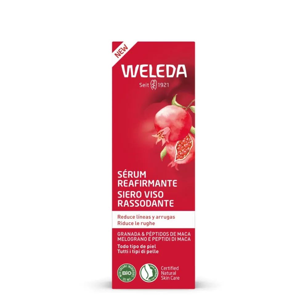 Protector Solar Sérum reafirmante de granada y péptidos de maca Weleda 30 ml