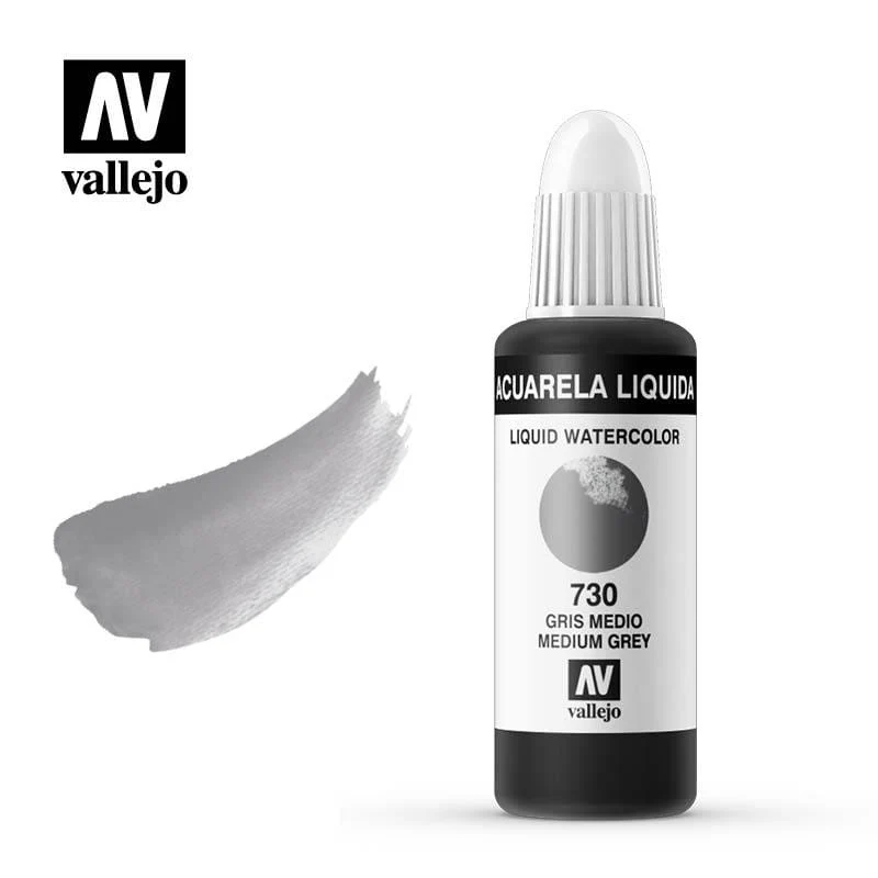 Vallejo acuarela liquida 32ml 730 gris medio