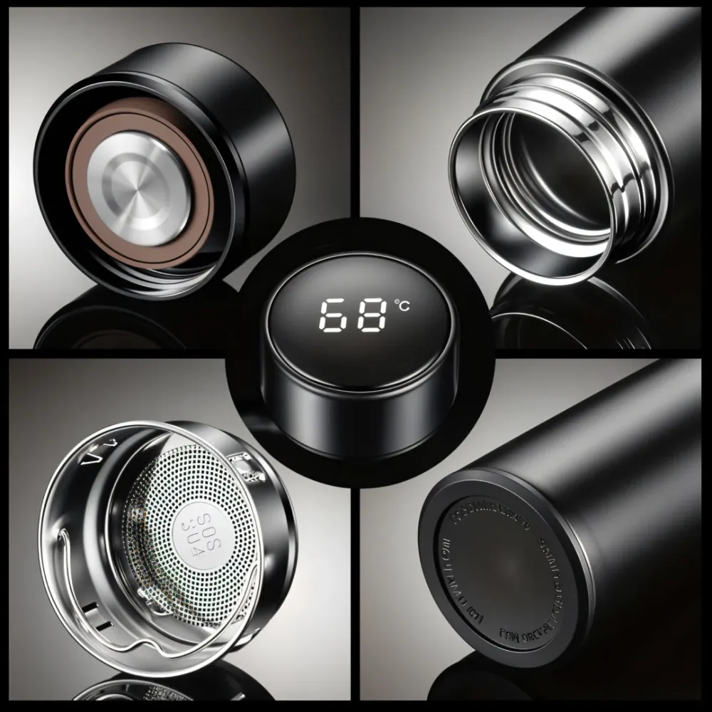 Termo Negro Mate Pantalla LED de Cobre Puro