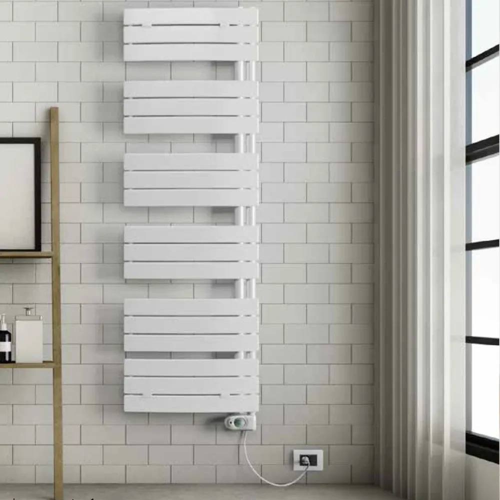 Termoarredo elettrico bianco curvo Lazzarini E-Pieve 1380x550 cm 600 watt