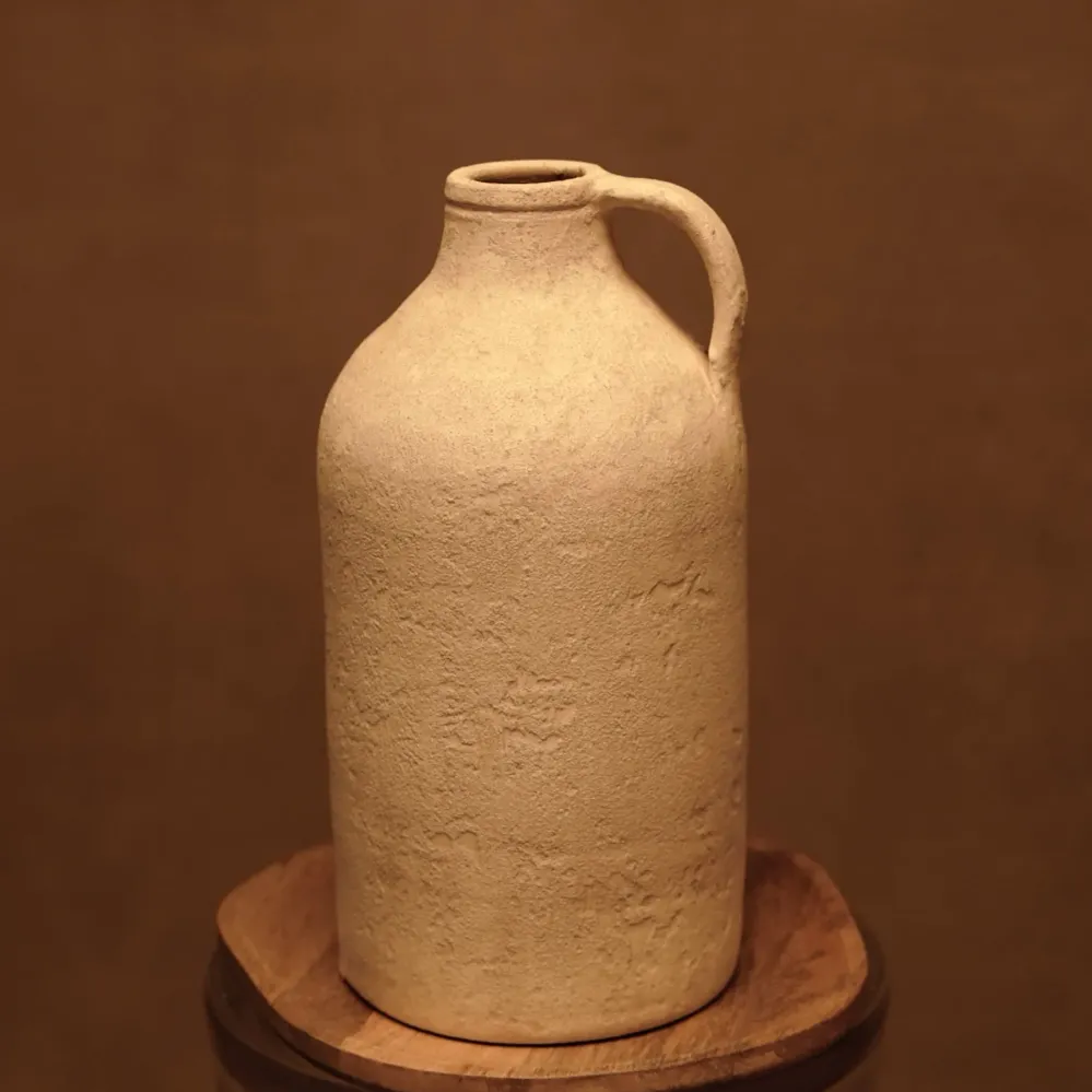 Jarra de Terracota Blanco estilo ibicenca para Manejo de Carga