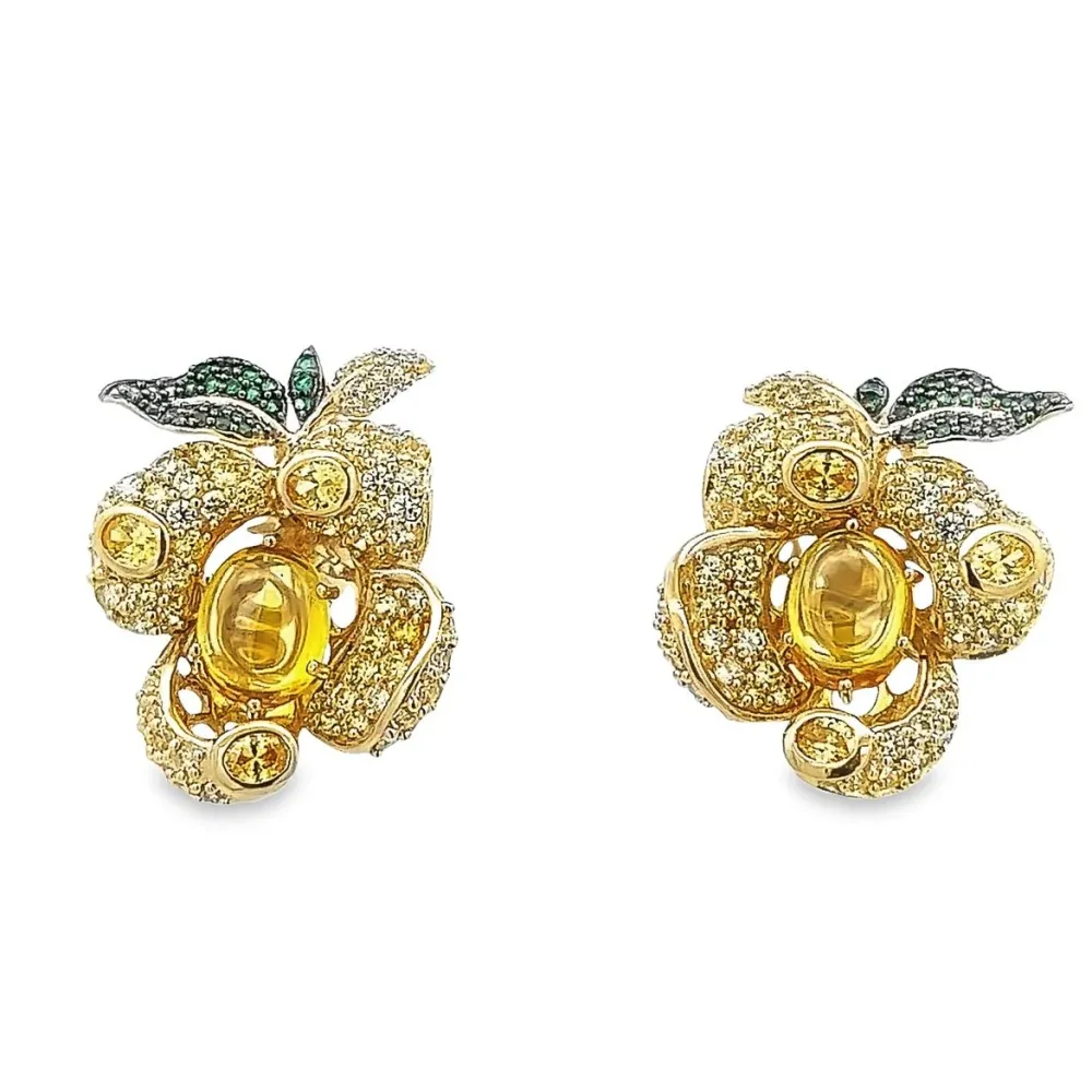 EARRING SILVER CENTER YELLOW GREEN NANO