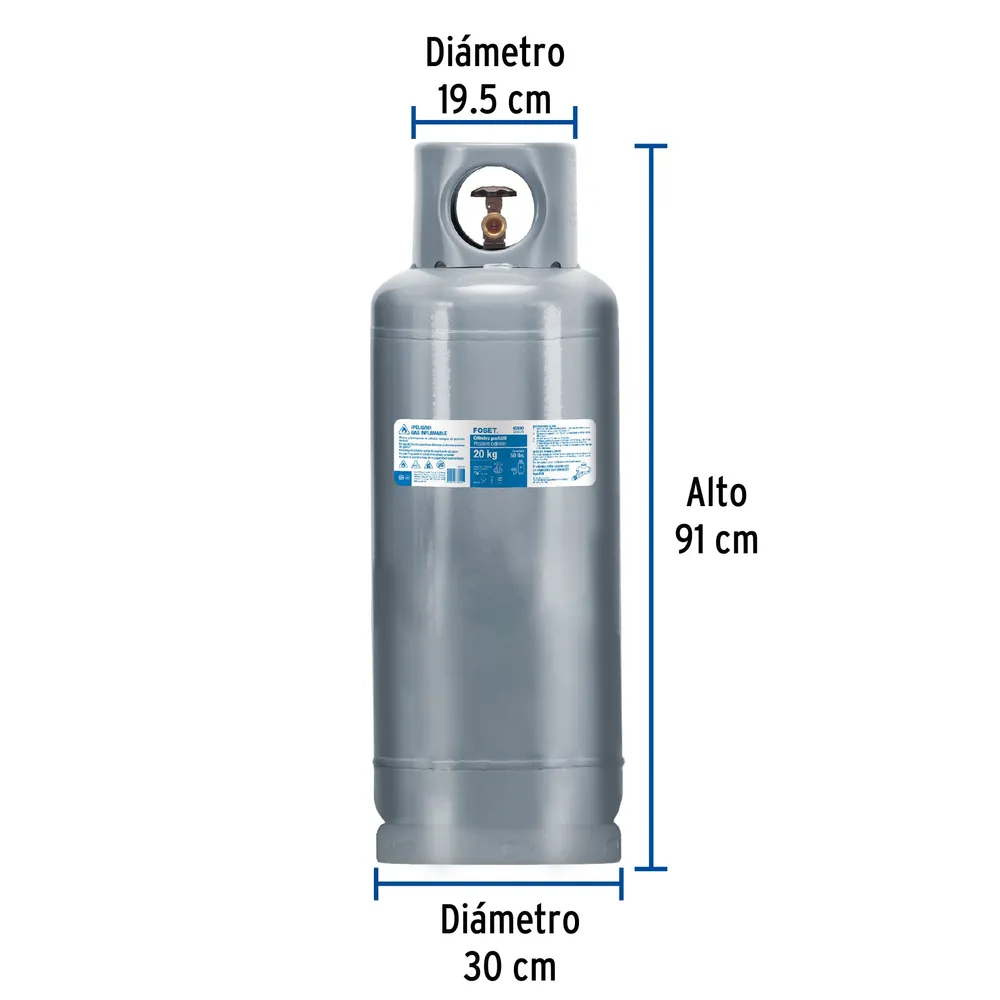 Revelador de Rayos X Cilindro portátil para gas LP, 20kg (44lb) Foset