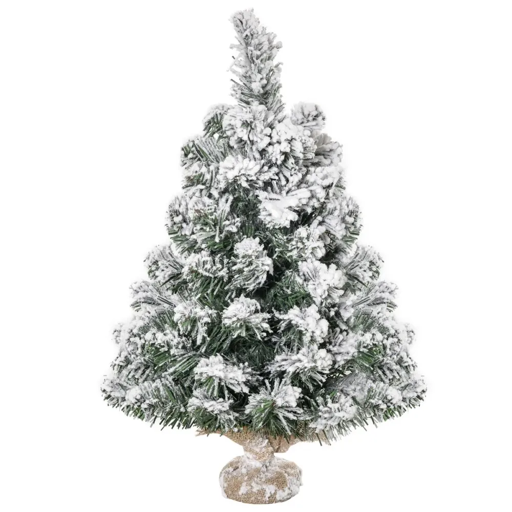 Corte de Media Cañ Árbol de Navidad Homcom 67 ramas efecto nieve verde/blanco Ø32x60 cm