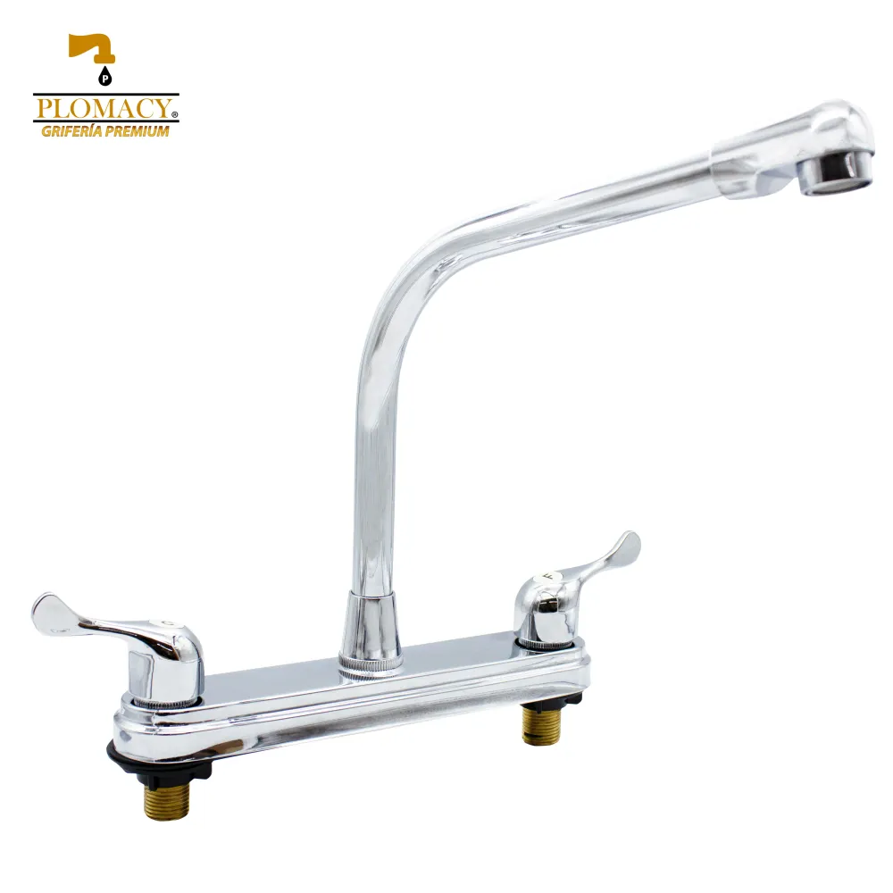 Mezcladora Para Fregadero 8" Cuello Tipo Cobra y Maneral Tipo Palanca Plomacy (PM8P)
