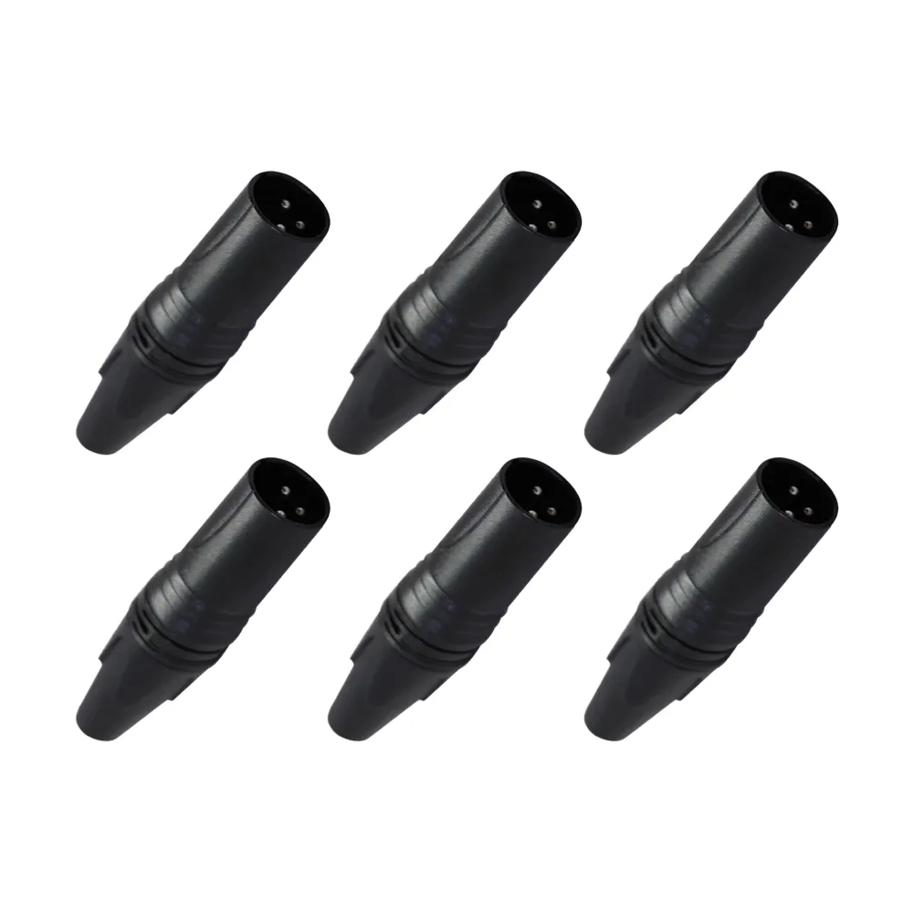 PAQ. 6 PZAS. DE PLUG CANON MACHO C/ PROTEGIDO NEGRO CROMO KAPTON PL-148BK(6)