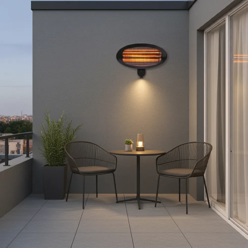 Chauffage mural Iris infrarouge 2000W – 3 puissances – Cadre métal, cordon, angle réglable