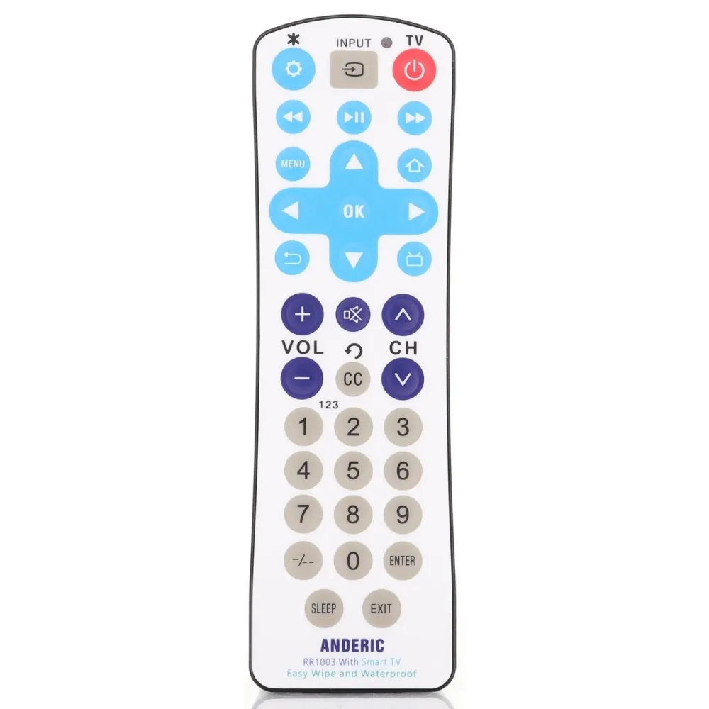 Control remoto universal Anderic RR1003 para Smart TV, resistente al agua, para exteriores, con limpieza simple, para un s...