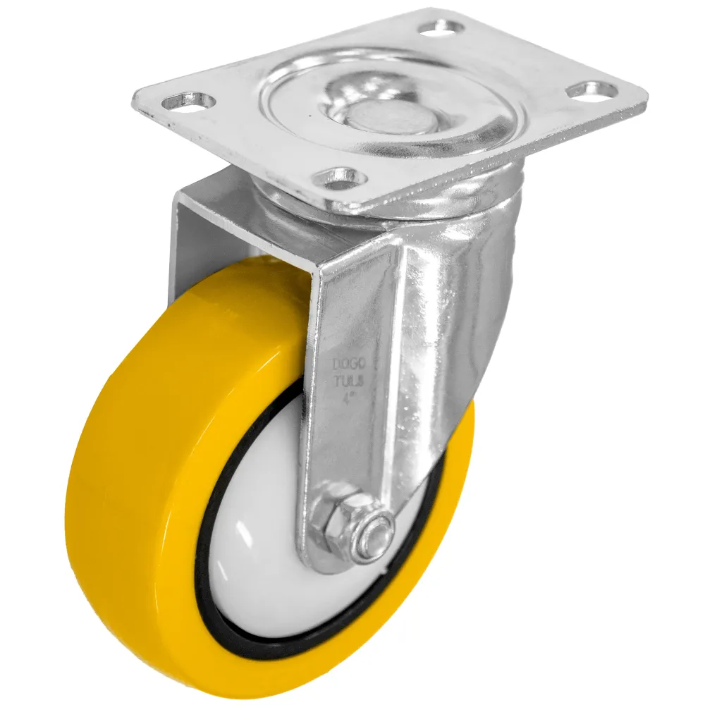 Rodaja PU Amarillo Cromada Giratoria 4", Dogotuls ZF5285
