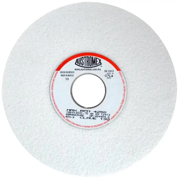 Rueda Abrasiva Grado 80 para Rectificar Blanca de 7 x 1/2 x 1-1/4 Austromex 195