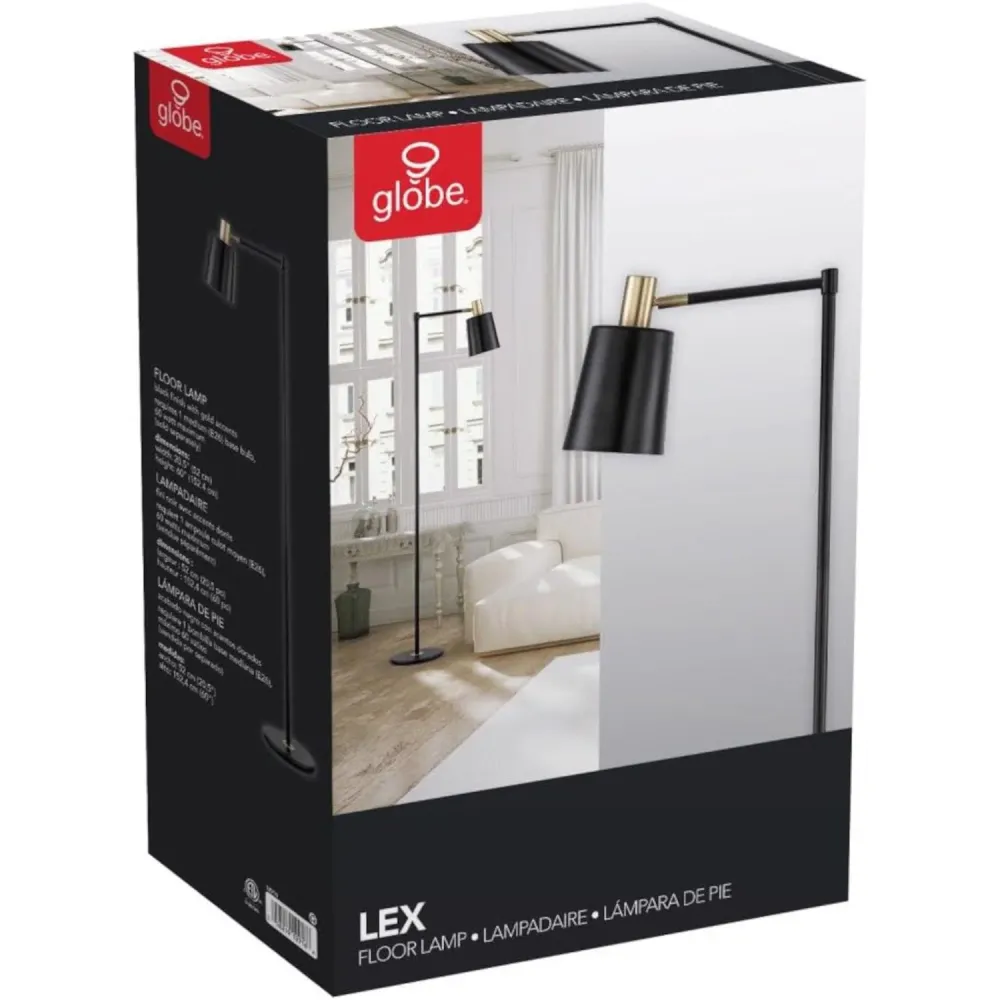 Lámpara de pie Globe Electric Lex de 60 pulgadas en color negro mate