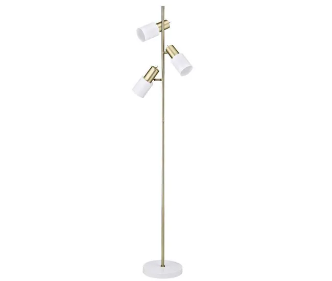 Indicador Bilingüe lampara de pie metálico color dorado serie maena 31cm