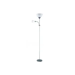 Indicador Bilingüe lampara de pie metálico color plata serie rigel 34cm