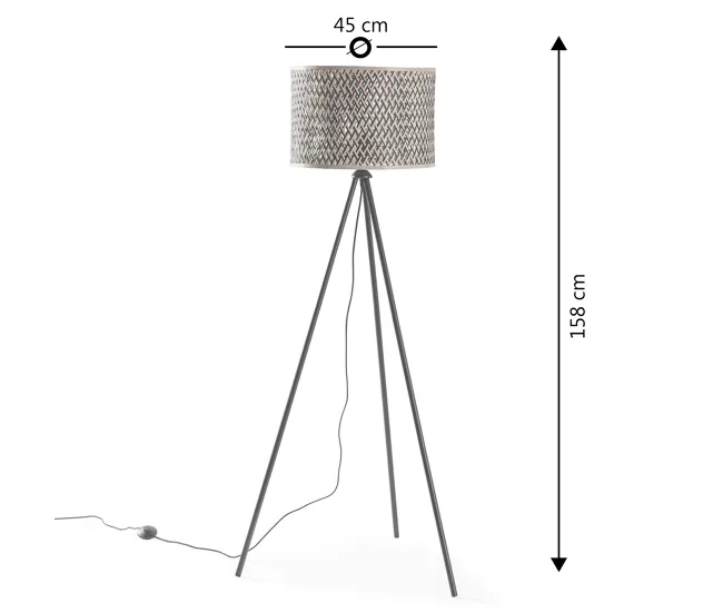 Indicador Bilingüe Lámpara de pie Hanae de bambú, altura 158 cm
