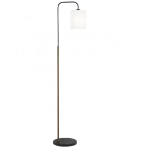 Indicador Bilingüe Pie de salón Berta negro/madera 1x60W E-27