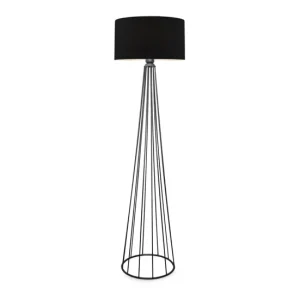 Lámpara de pie Neath 1xE27 20 W acero tela 21 x Ø 38 cm negro / antracita para Uso Temporal