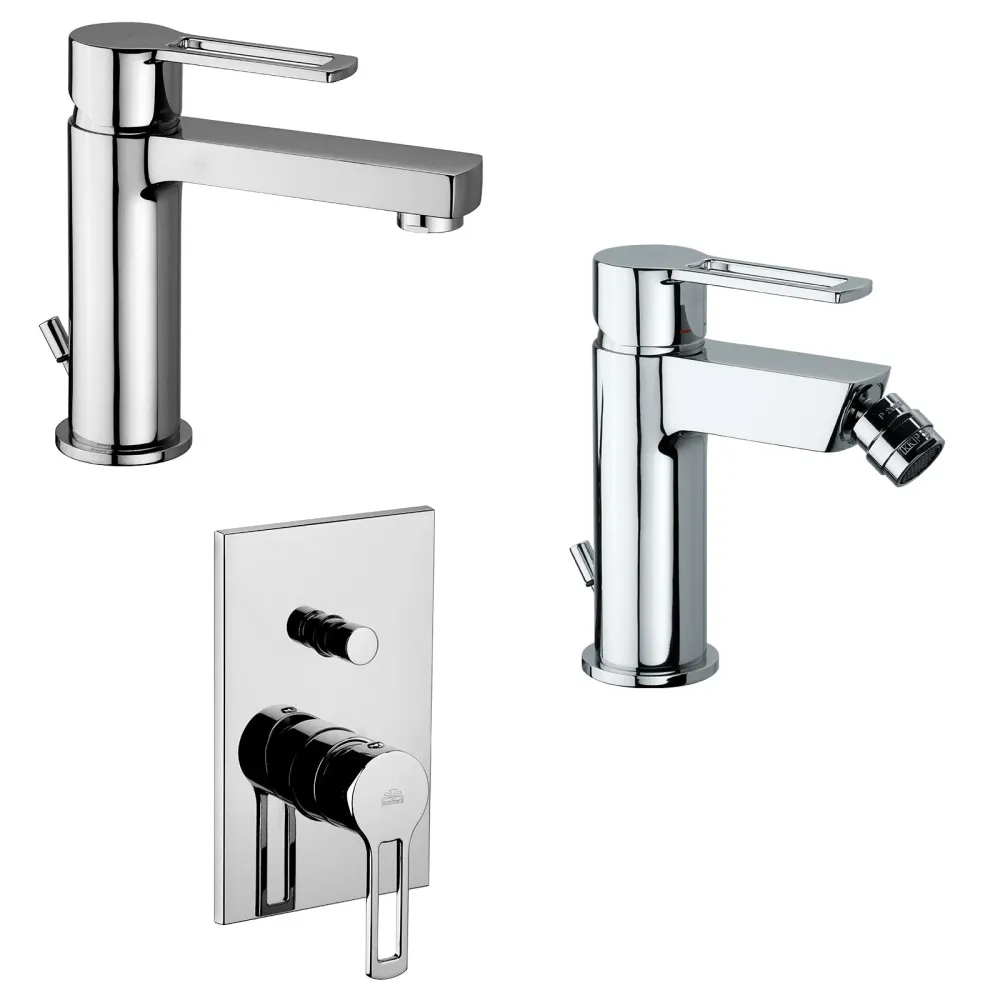 Set di miscelatori Paffoni Ringo lavabo, bidet e doccia con deviatore con Garantí del Fabricante