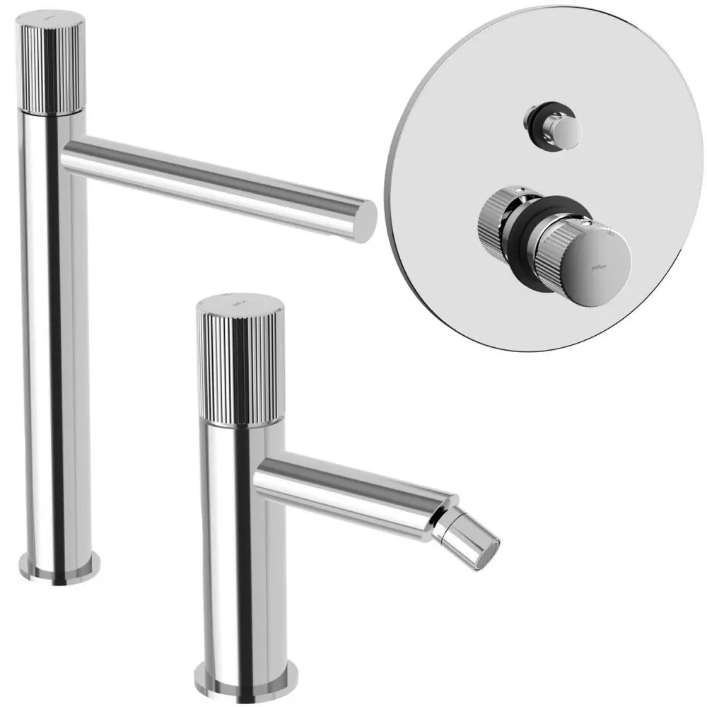 Set di miscelatori lavabo alto-bidet-doccia con deviatore Paffoni Jo Cromato para Remoción de Sarro