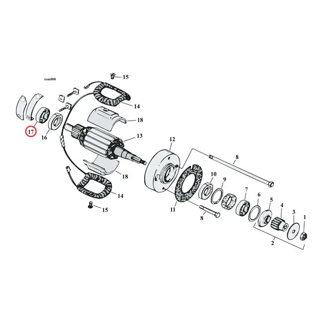 Koyo Bearing, Generator Commutator End Harley-Davidson para Paneles de Yeso