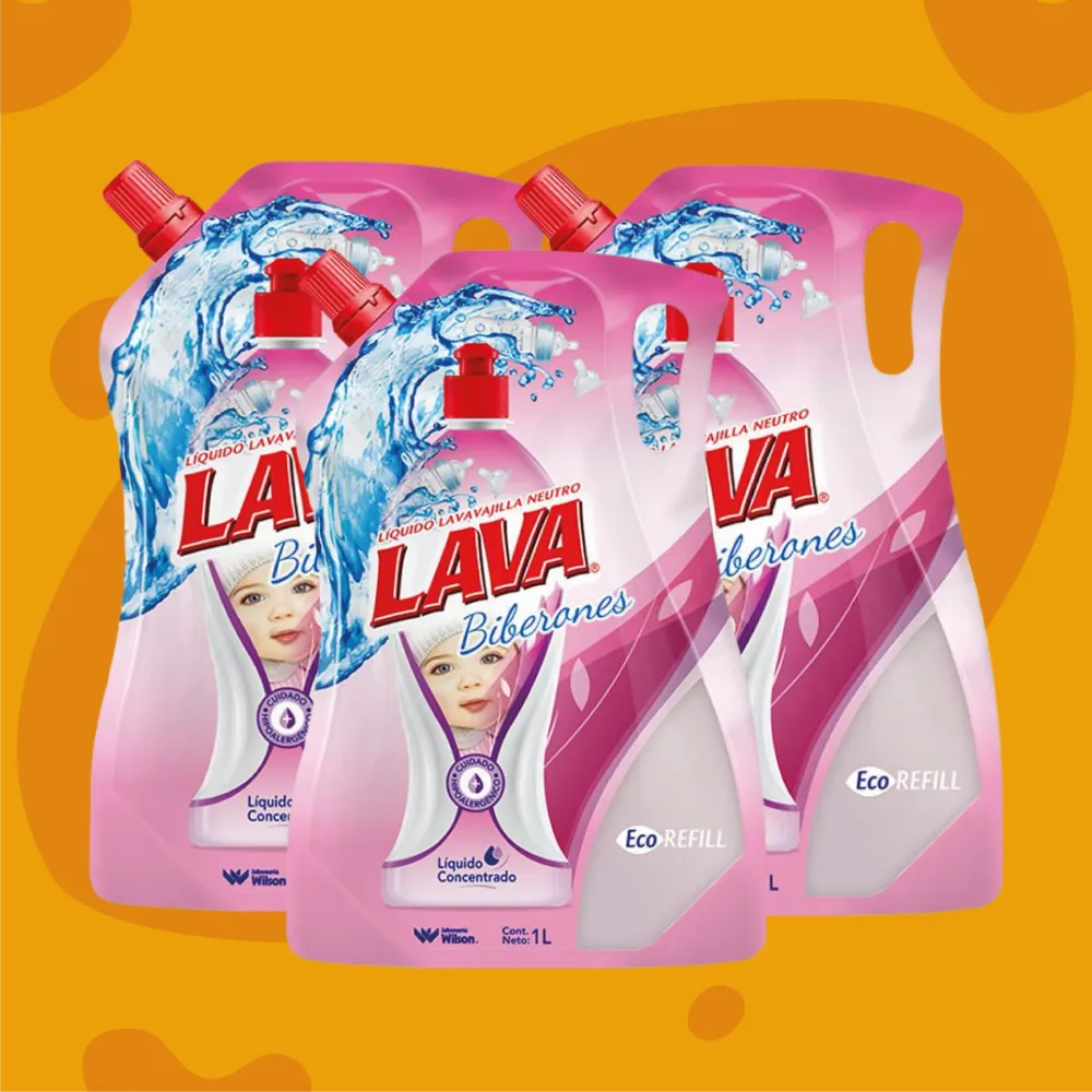 Cubo con Rodillos Combo x 3 Liquido Lava Tetero Doy Pack X1000Ml