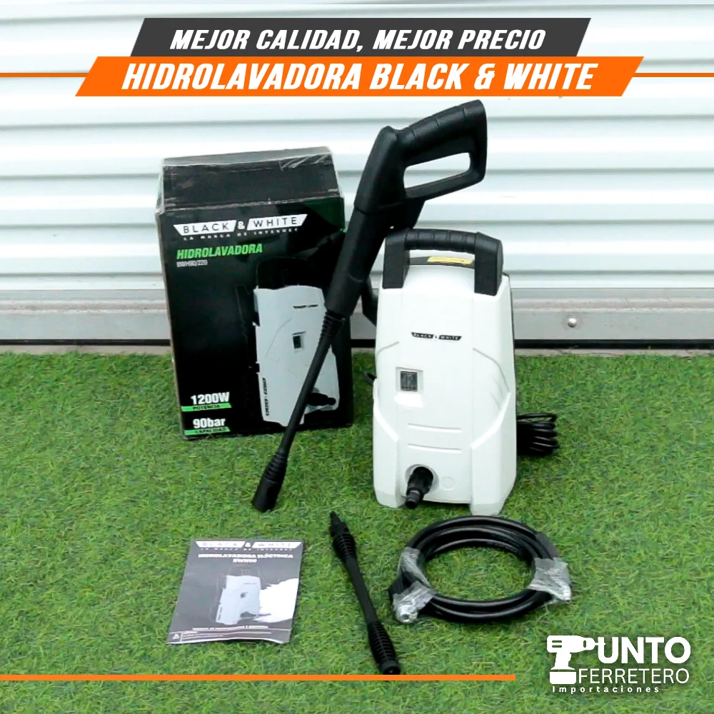 Monitor de Signos hidrolavadora black&white 1,200W 90bar - 1305psi uso profesional