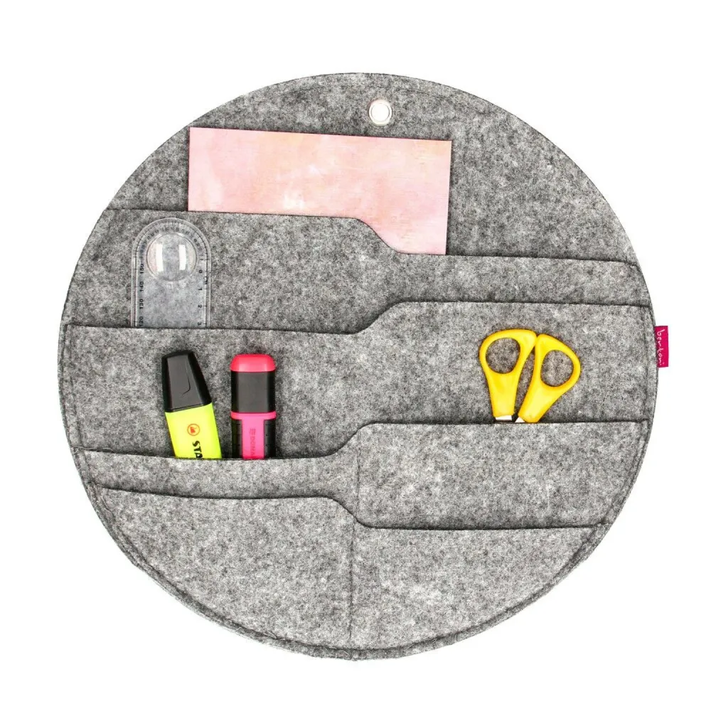 Organizador mural de fieltro Bertoni Círculo L diámetro 35 cm - gris, 4 bolsillos