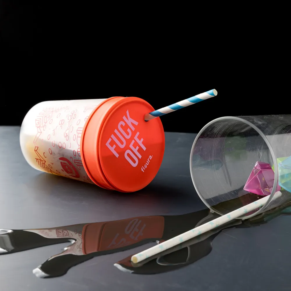 Cubierta de Brida Tapa vasos antidroga “Fuck off” rojo