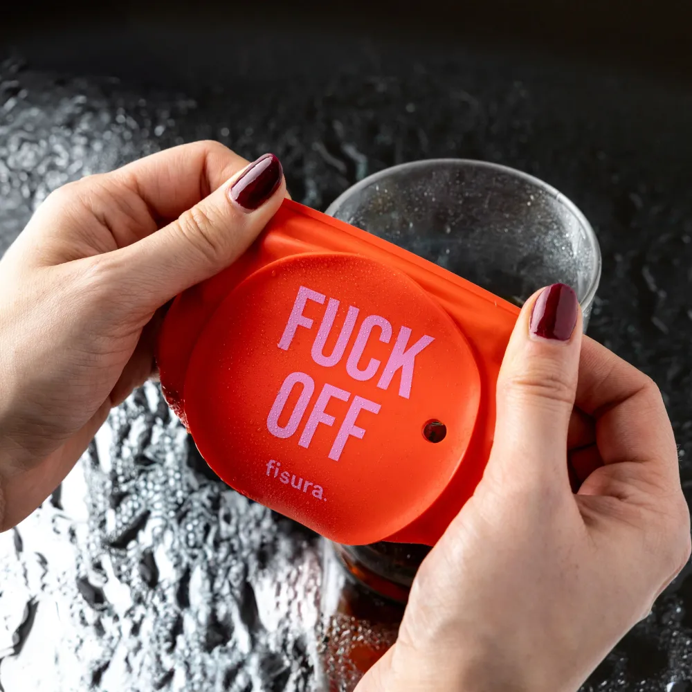 Cubierta de Brida Tapa vasos antidroga “Fuck off” rojo