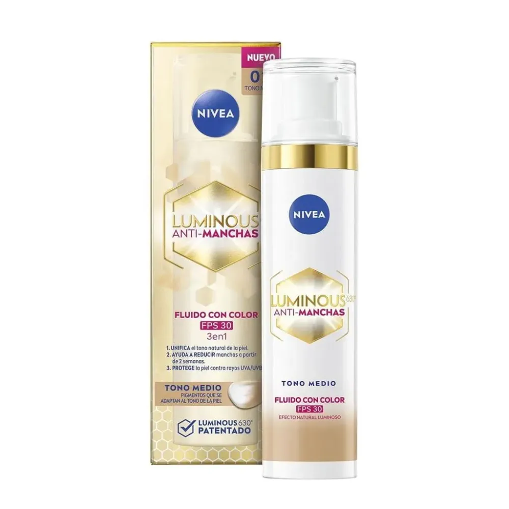 Cubierta de Tuberí Nivea - Luminous 630 Fluido Anti-Manchas Tono Medio 40ml