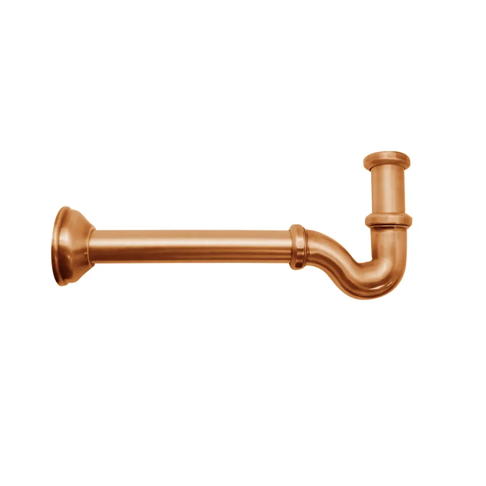 Sifone S con tappo laterale senza piletta RubiFlux 1"1/4 - Rame