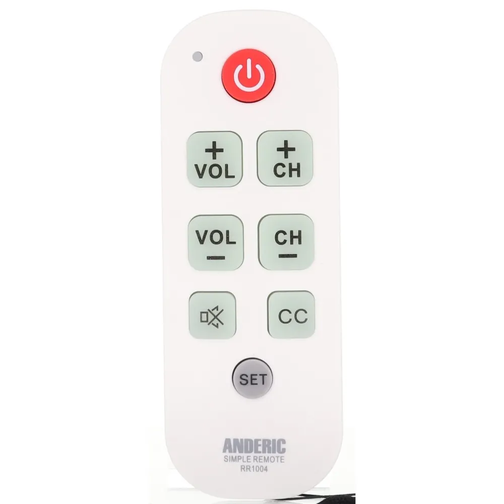 Control remoto compatible Anderic RR1004 para TV con botones grandes y sencillos para un solo dispositivo