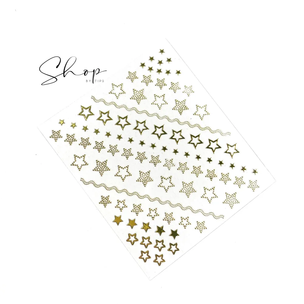 Gold Stars Nail Art