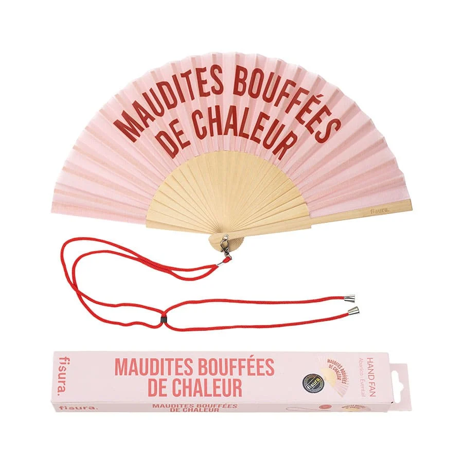 Abanico "Maudites bouffées de chaleur" en Color Negro, Blanco y Gris