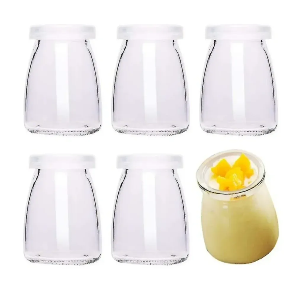 Amortiguador de Silicona para Cajón Pack de 6 Frascos de Vidrio Pudding 100 ml Con Tapa Plástica