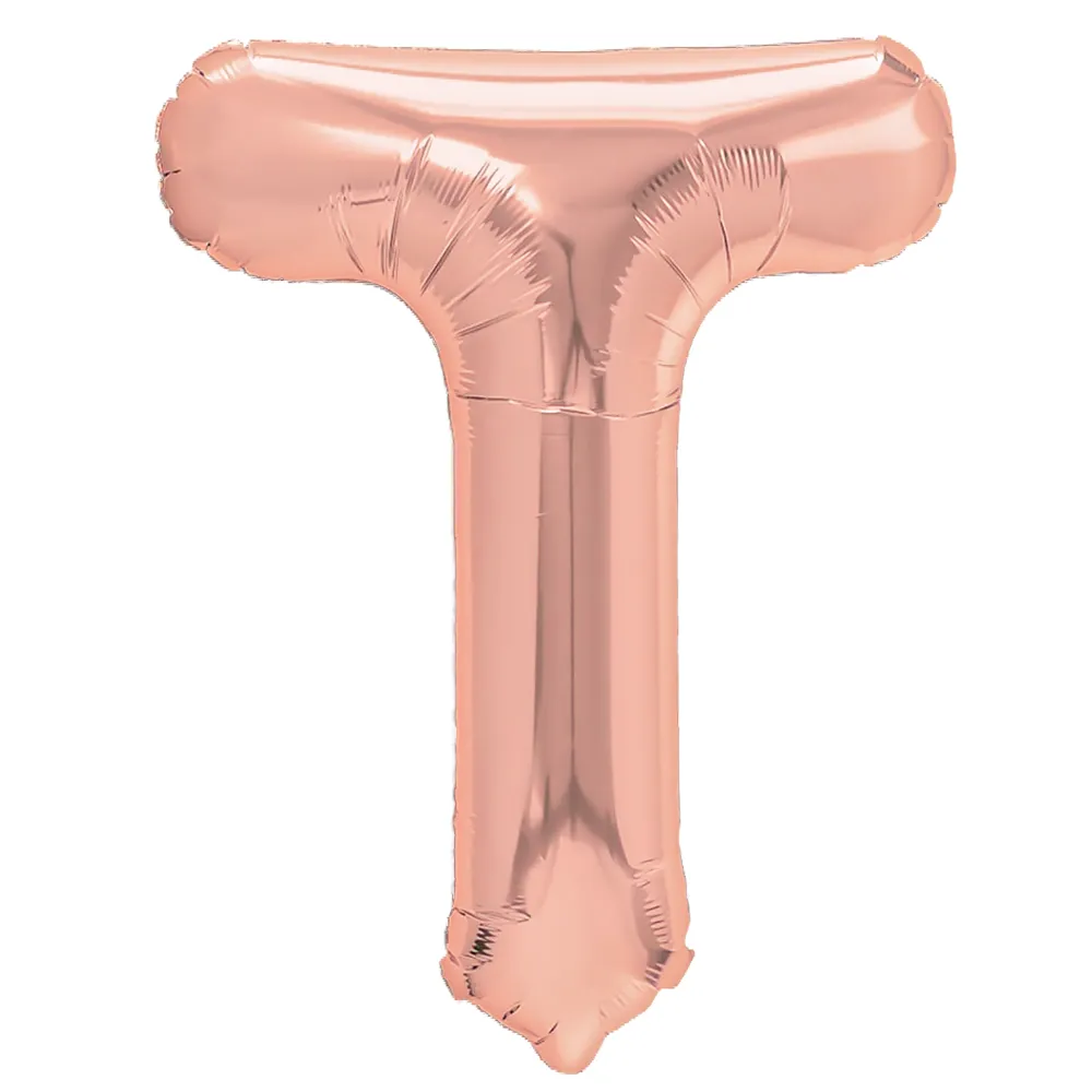 Amortiguador de Uretano para Equipo Globo de aluminio letra T oro rosa 40cm N