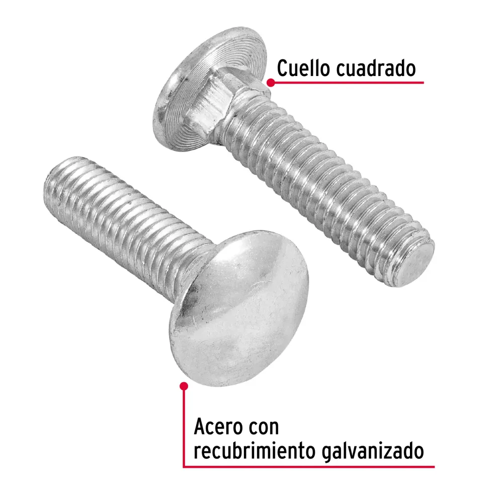 Sistema de Guí Lineal TORNILLO COCHE GALVANIZADO, 3/8 X 1 1/2" POR PIEZA