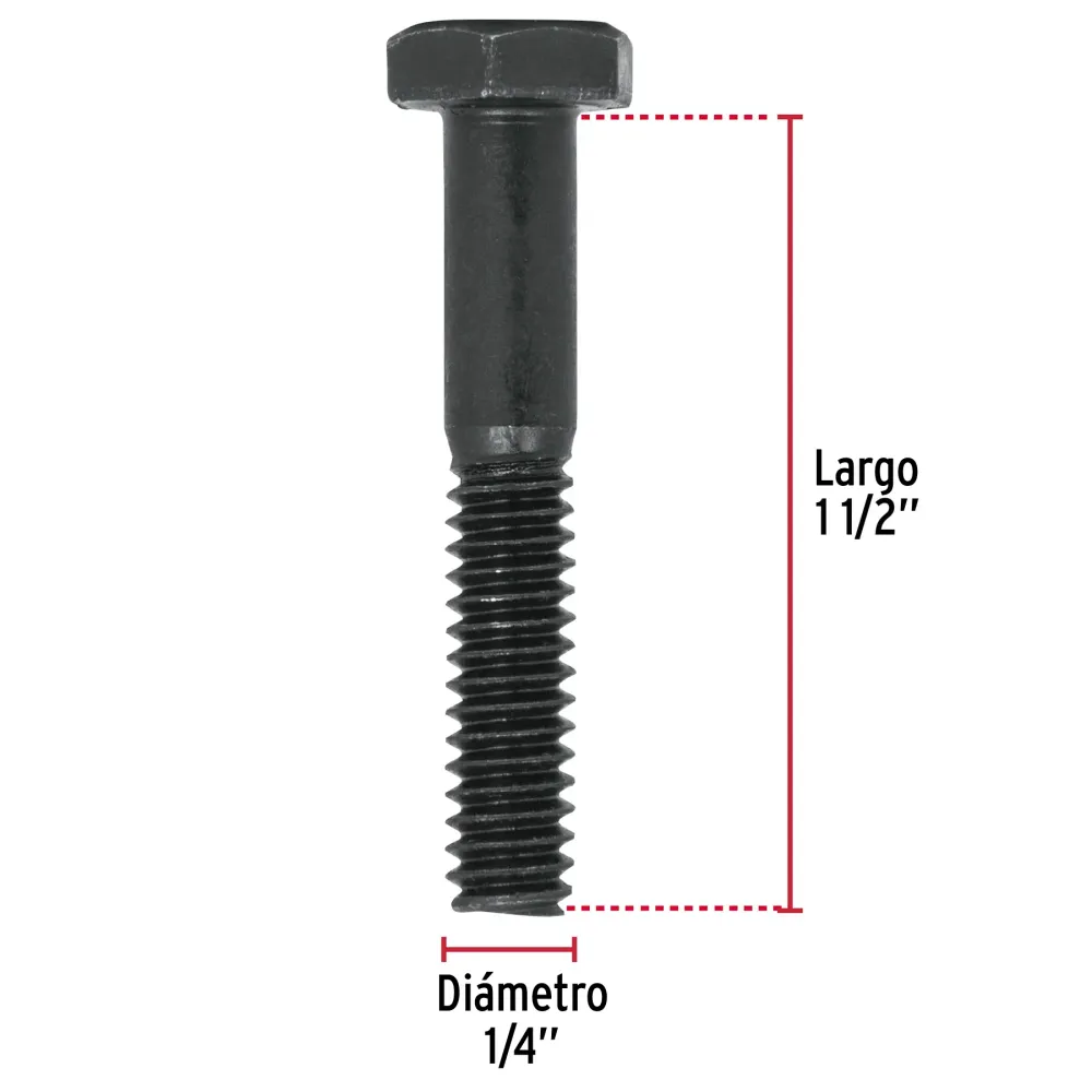 Profesional Industrial TORNILLO DE ACERO, GRADO 5, 1/4 X 1 1/2" CAJA C/80 PZAS