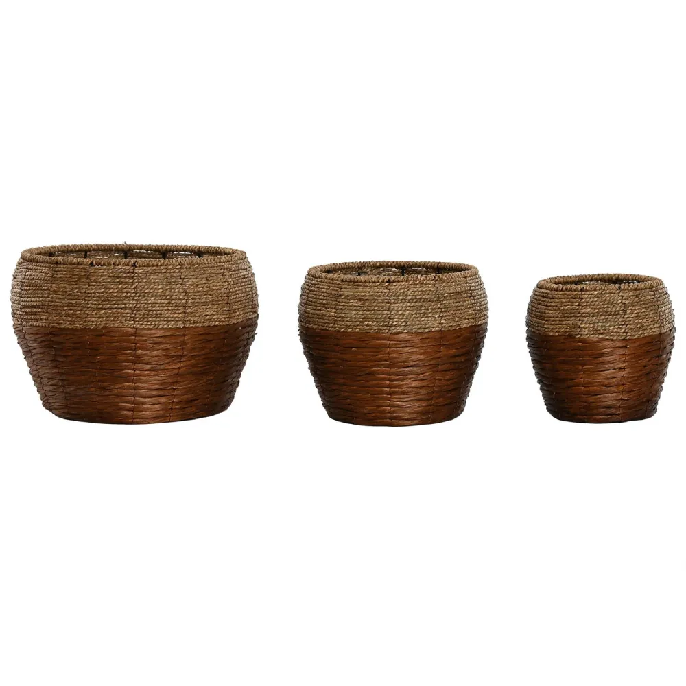MACETERO SET 3 FIBRA METÁLICO 32X32X23 NATURAL