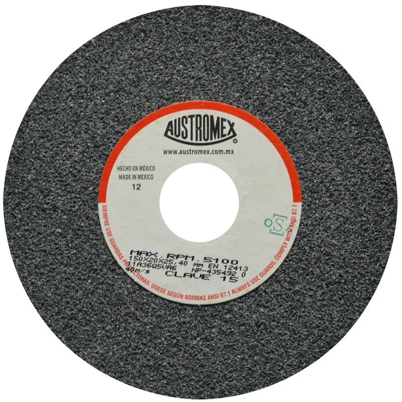Tuerca Ciega Rueda Abrasiva Grano 36 para Esmerilar Gris de 6 x 3/4 x 1 Austromex 15