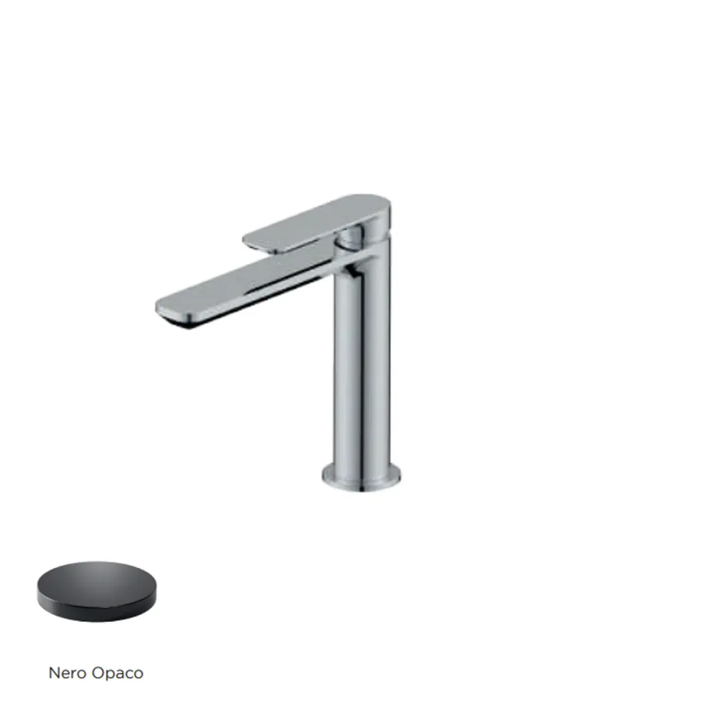 Miscelatore monocomando lavabo bocca lunga RubiFlux serie Azzurro - Nero Opaco