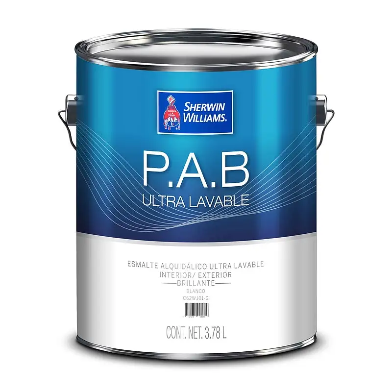 Esmalte pab ultra lavable negro de 3.8 Lt, sherwin williams (Clase 10L)